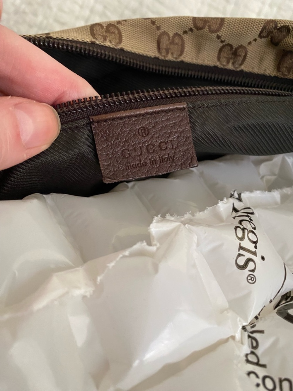 Gucci GG Supreme Canvas Tote Bag Web Stripe Handles Beige Brown - Picture 6 of 15